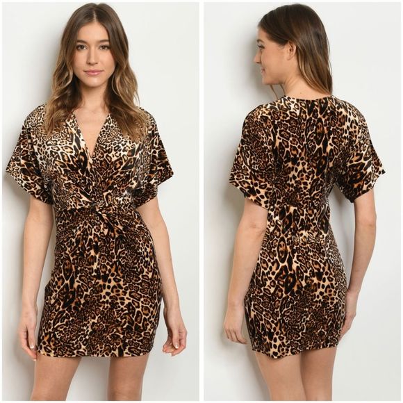 Animal print twist front dress - Picture 1 of 2